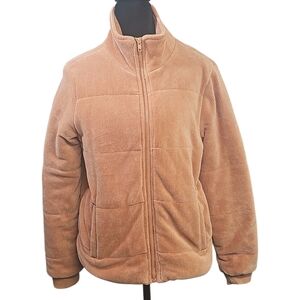 Altar'd State Corduroy Quilted Jacket Crop Full Zip High Neck Rust Orange Small